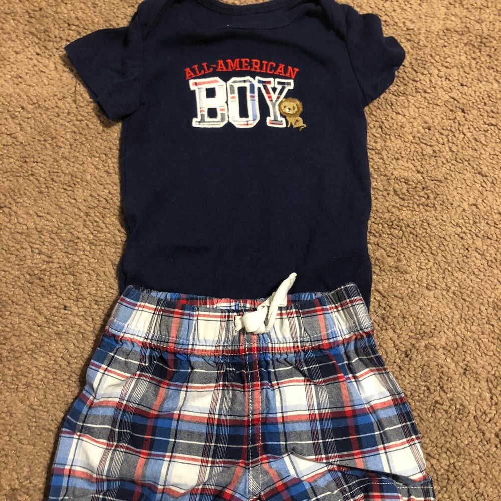 Short sleeve/shorts matching outfit.